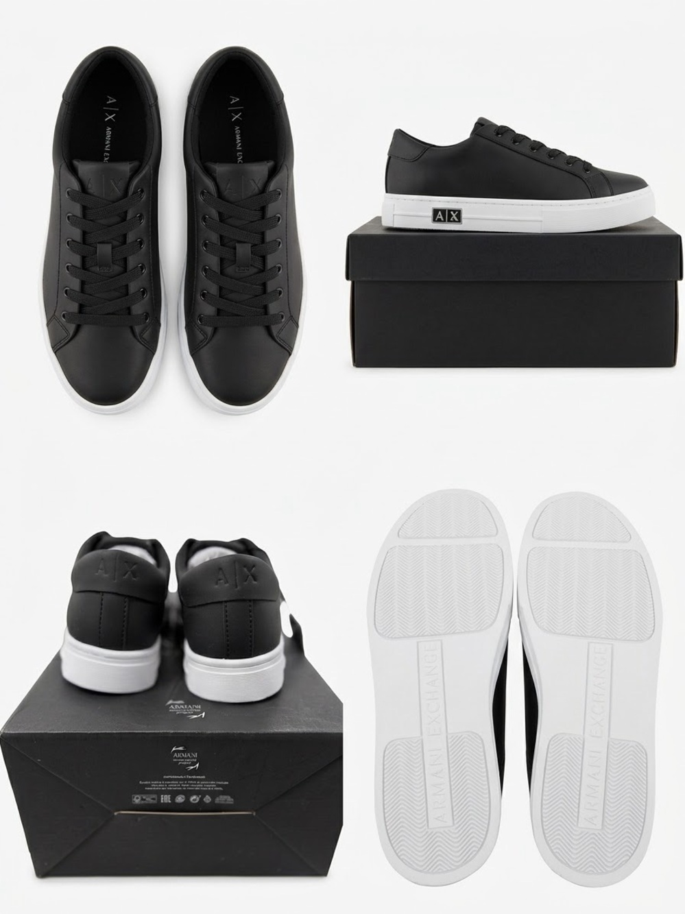 A/X Armani Exchange Black Sneakers with White Sole